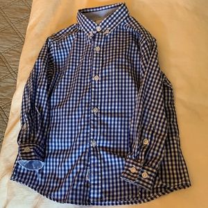 Little English Boys Blue Check Button Down - size 5